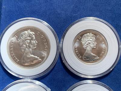 《竞宝斋》第424场 周日，周一，周二  3场连拍 （全场包邮） 四枚一组 1967年加拿大PL(proof like) 联邦100周年纪念银币 套币册拆