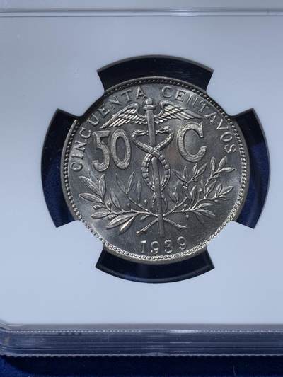 《竞宝斋》第424场 周日，周一，周二  3场连拍 （全场包邮） 两枚一组 NGC MS65 玻利维亚1939年50分镍币 近百年高分未流通少见