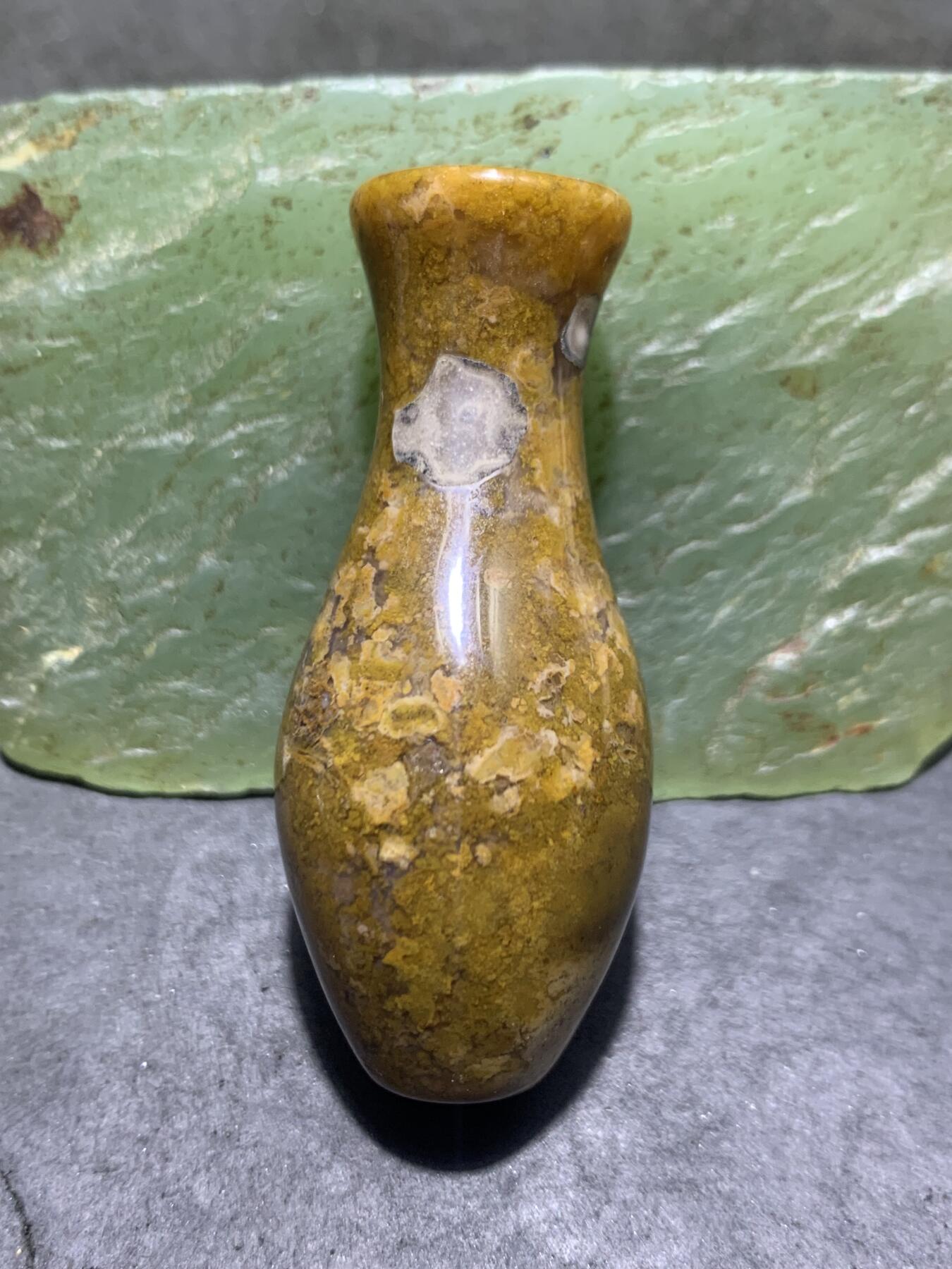 精美高玉化高润度黄金草花纹水草玛瑙瓶珠（吊坠）一个！