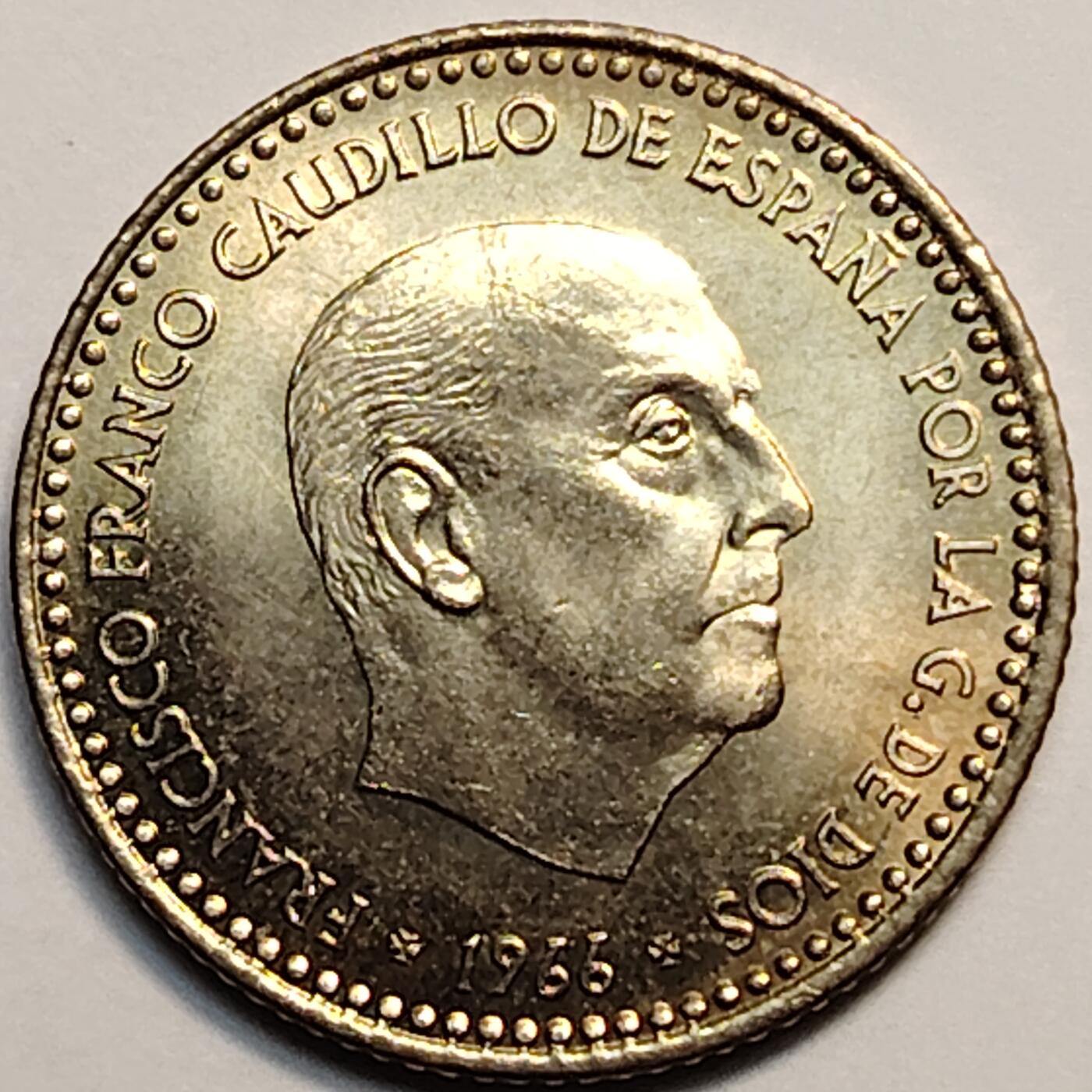 布加迪🐬～世界钱币(上海)🌾第 246 期 /  各国套币和散币 西班牙🇪🇸 1966年 1比赛塔 原光好品