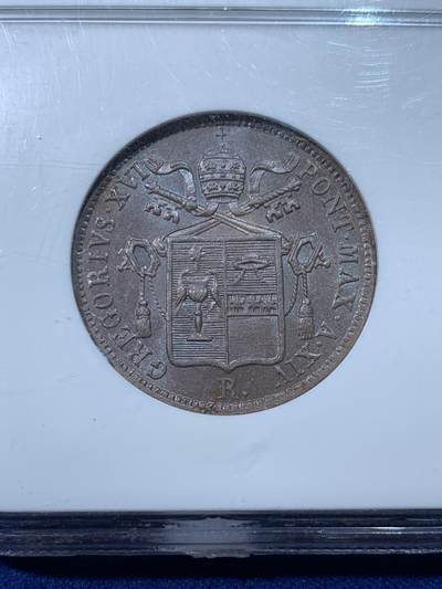 《竞宝斋》第424场 周日，周一，周二  3场连拍 （全场包邮） NGC MS64BN 意大利教皇国1844年格里高利十六世 1贝阿科铜币，欧洲老标，极美品