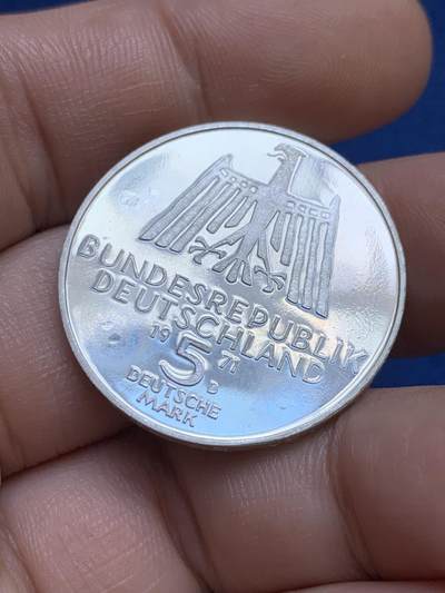 《竞宝斋》第424场 周日，周一，周二  3场连拍 （全场包邮） 联邦德国1971年5马克银币 丢勒诞辰500周年 原光UNC品相精制币