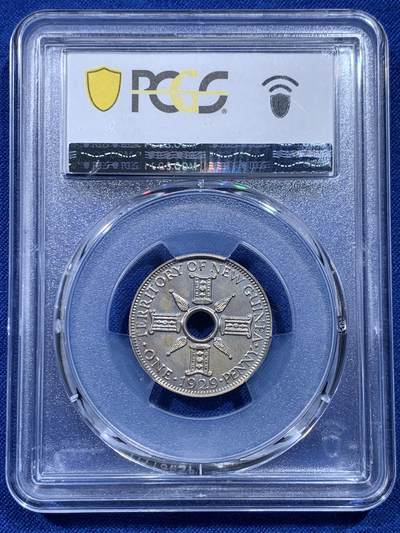 《竞宝斋》第424场 周日，周一，周二  3场连拍 （全场包邮） 2枚一组 PCGS PR65-66 新几内亚 1929年 1便士+1/2便士 精制币一对 非常稀少的品种 值得推荐 存世大概400组 PF相对更少