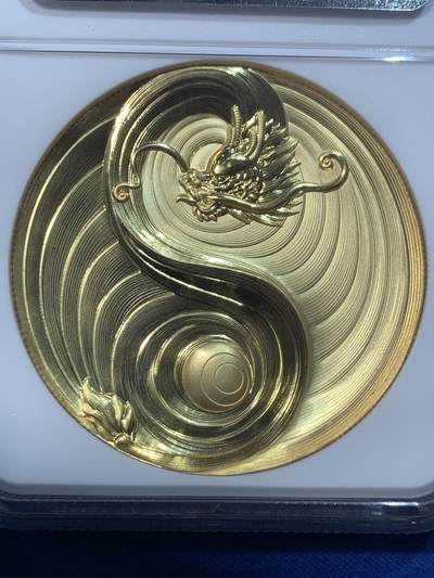 《竞宝斋》第424场 周日，周一，周二  3场连拍 （全场包邮） NGC PF70UC 中国2024观世音菩萨镀金铜章 正面是千手观音像 背面金龙幻太极 45mm大尺寸 加厚盒