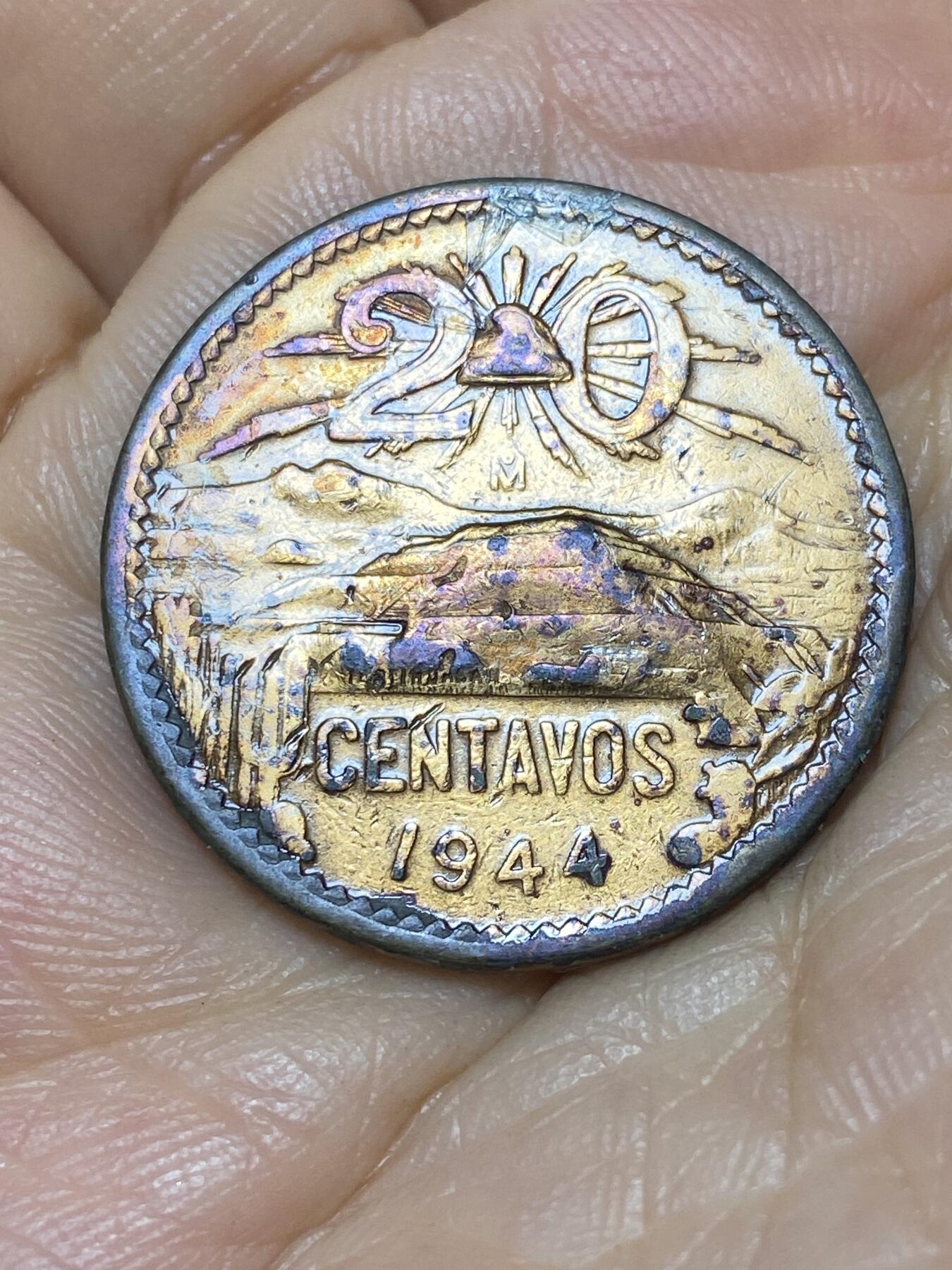 2025年第九十八场(总第一百二十四场）外国好品散币(免佣金) 墨西哥🇲🇽1944年20分(金字塔图案第一版)