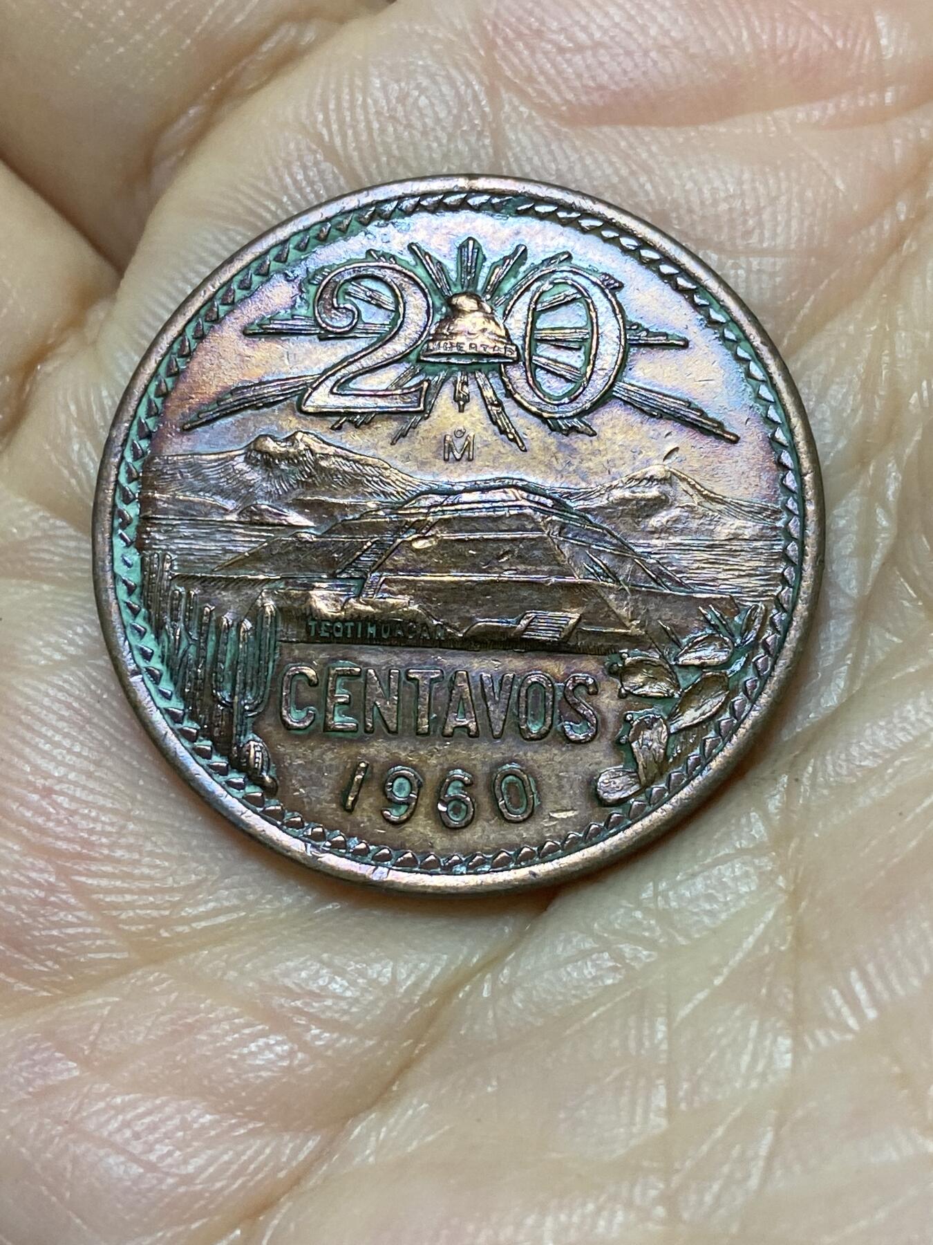 2025年第九十八场(总第一百二十四场）外国好品散币(免佣金) 好品–墨西哥🇲🇽1960年20分(金字塔图案第二版)