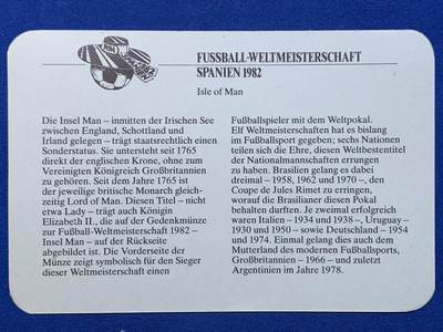 《竞宝斋》第424场 周日，周一，周二  3场连拍 （全场包邮） 马恩岛1982年西班牙世界杯克朗型纪念币一对 其中一枚是银币（925银，28.28克）