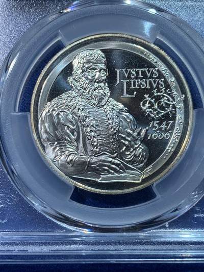 《竞宝斋》第424场 周日，周一，周二  3场连拍 （全场包邮） PCGS MS68DCAM 比利时2006年10欧元 新斯多亚学派学者利普修斯纪念币