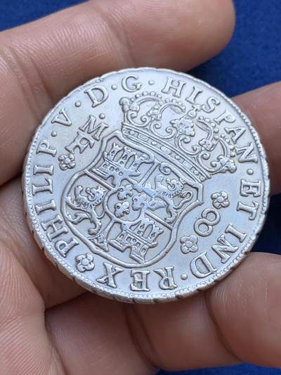 《竞宝斋》第424场 周日，周一，周二  3场连拍 （全场包邮） 真银假币 西属墨西哥1732年8R地球银币 约850银 重26.45克