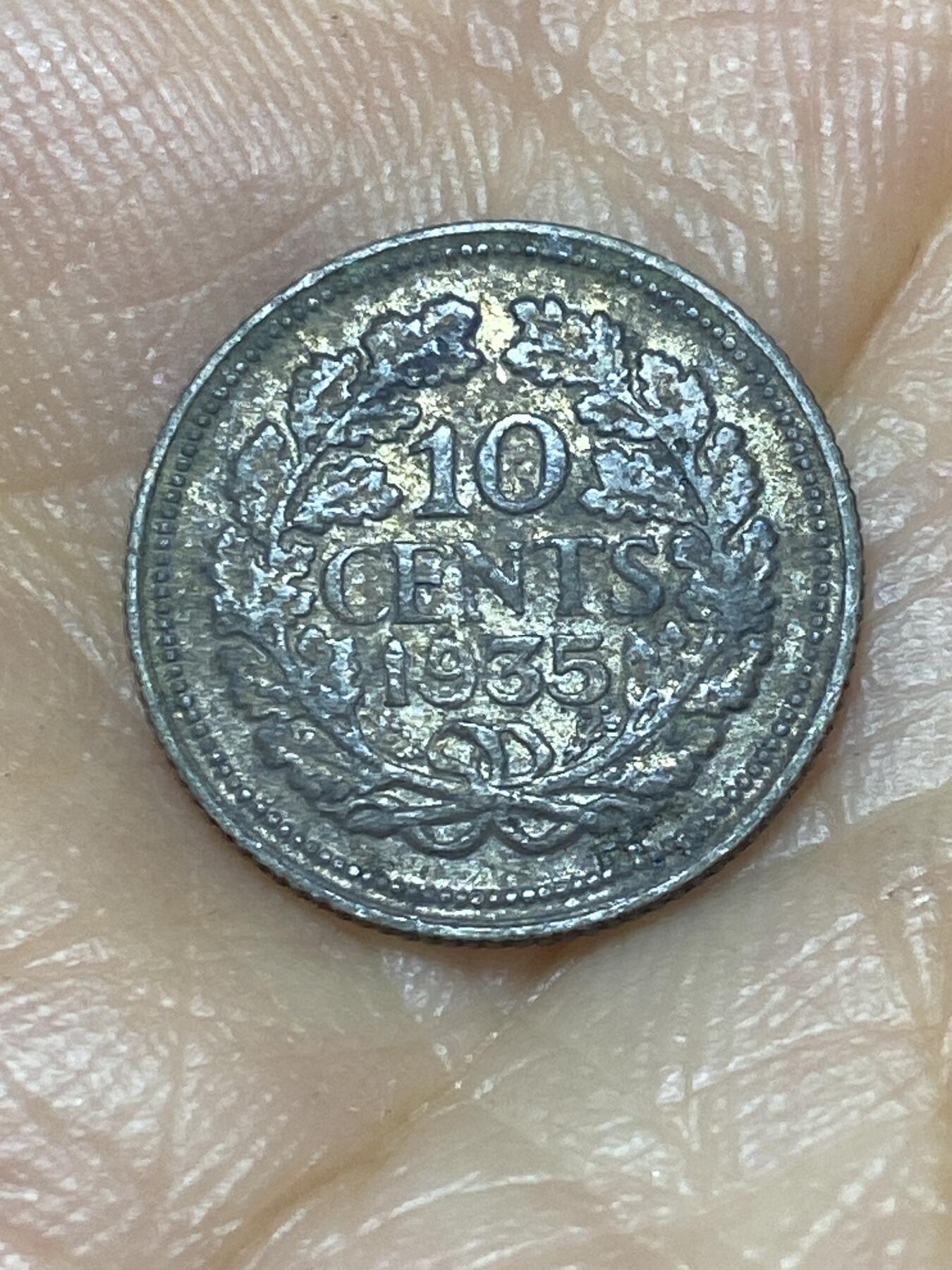 2025年第九十八场(总第一百二十四场）外国好品散币(免佣金) 荷兰🇳🇱1935年10分银币(威廉明娜女王中年头像，Grapes –葡萄标，640银)