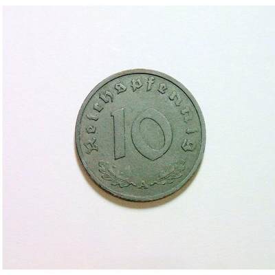 【旋风钱币】10月4日19:00准时开拍 精美欧洲币章 第三帝国货币等 全场包邮！ 稀年 德国第三帝国1945年A版10芬尼 爽品