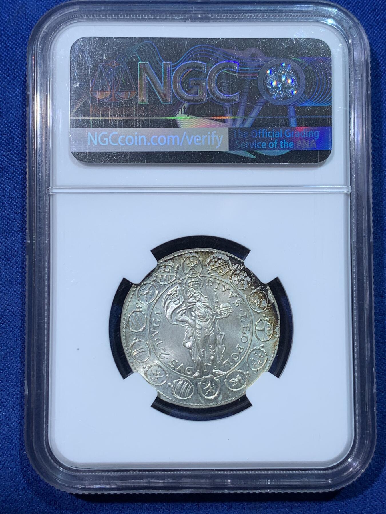 《竞宝斋》第424场 周日，周一，周二  3场连拍 （全场包邮） NGC MS66 奥地利1963年2杜卡特银币