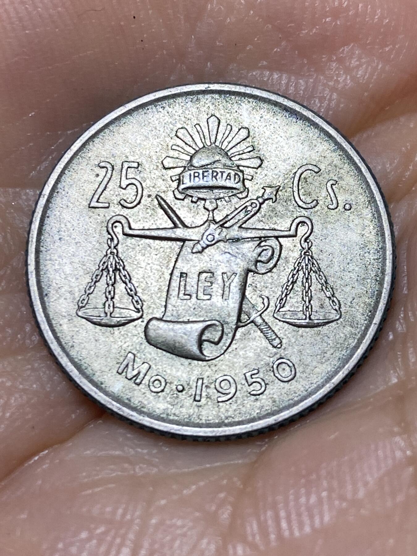 2025年第九十八场(总第一百二十四场）外国好品散币(免佣金) 墨西哥🇲🇽1950年25分银币(1950–1953年版首发年，300银)