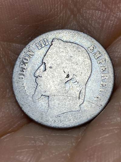 2025年第九十八场(总第一百二十四场）外国好品散币(免佣金) - 法兰西第二帝国1867年20生丁银币(拿破仑三世后期，桂冠版，首发年仅发行2年，A标巴黎造)