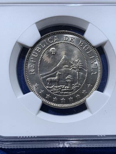 《竞宝斋》第424场 周日，周一，周二  3场连拍 （全场包邮） 两枚一组 NGC MS65 玻利维亚1939年50分镍币 近百年高分未流通少见