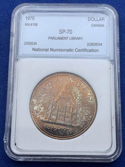 《竞宝斋》第424场 周日，周一，周二  3场连拍 （全场包邮） NNC SP70 加拿大1元精制银币 议会纪念 银价高涨 值得收藏