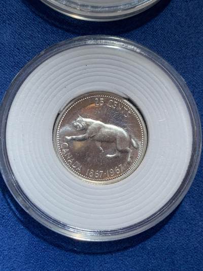 《竞宝斋》第424场 周日，周一，周二  3场连拍 （全场包邮） 四枚一组 1967年加拿大PL(proof like) 联邦100周年纪念银币 套币册拆