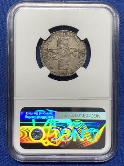 《竞宝斋》第424场 周日，周一，周二  3场连拍 （全场包邮） NGC AU50 英国 1711年 安妮女王1先令银币 不多见的品种