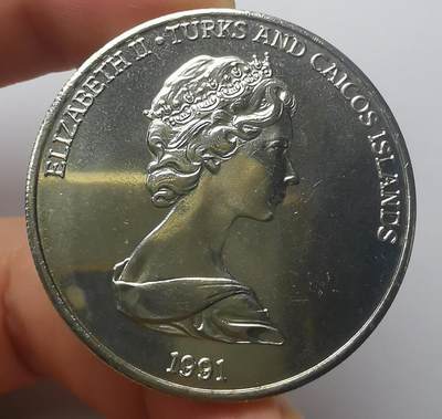 巨藏钱币第二期10月3号8点开拍古今中外硬币专场 特克斯和凯科斯群岛1991年5克朗镍币