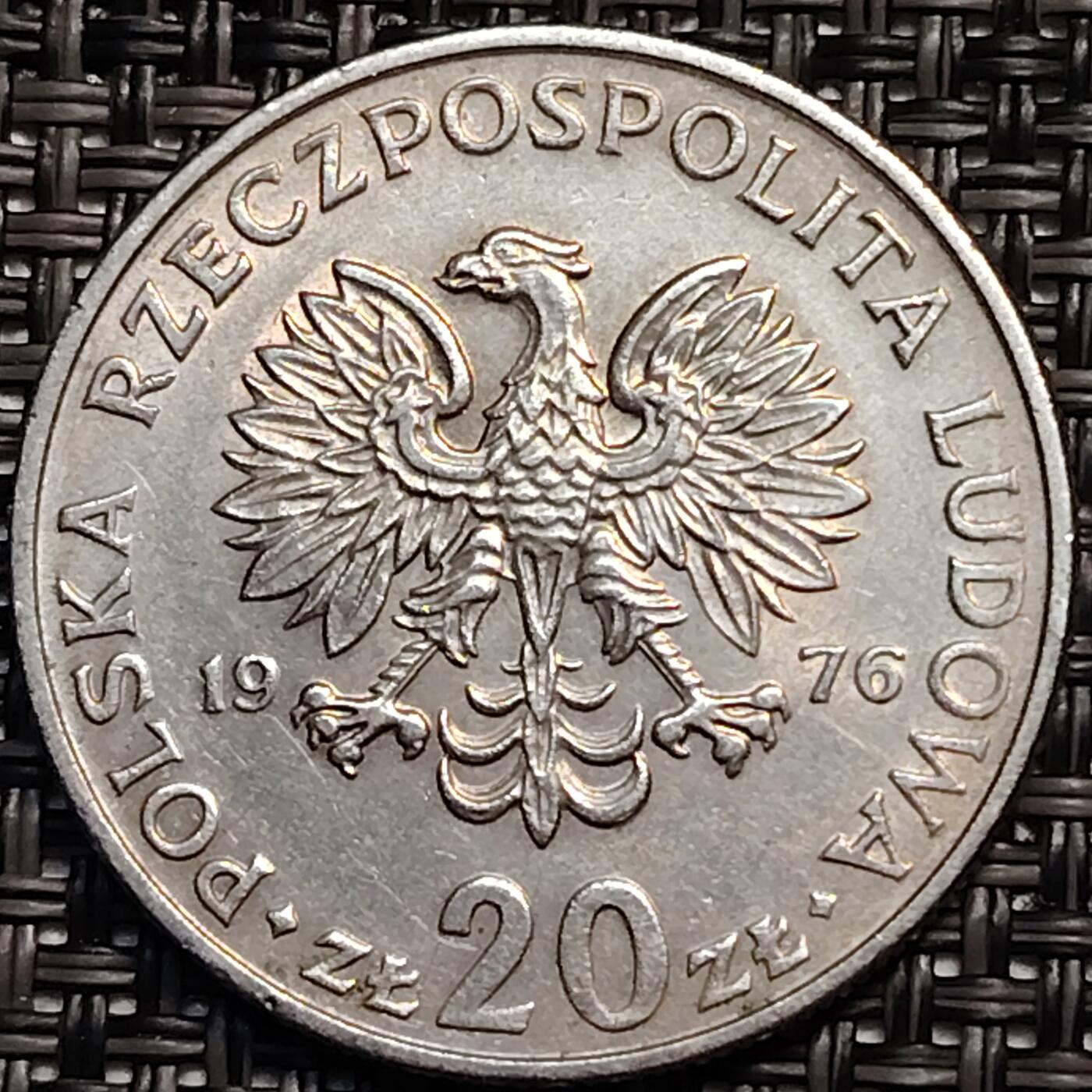 布加迪🐬～世界钱币(上海)🌾第 246 期 /  各国套币和散币 波兰🇵🇱 1976年 20兹罗提 诺沃特科纪念币 社会主义时期 29mm