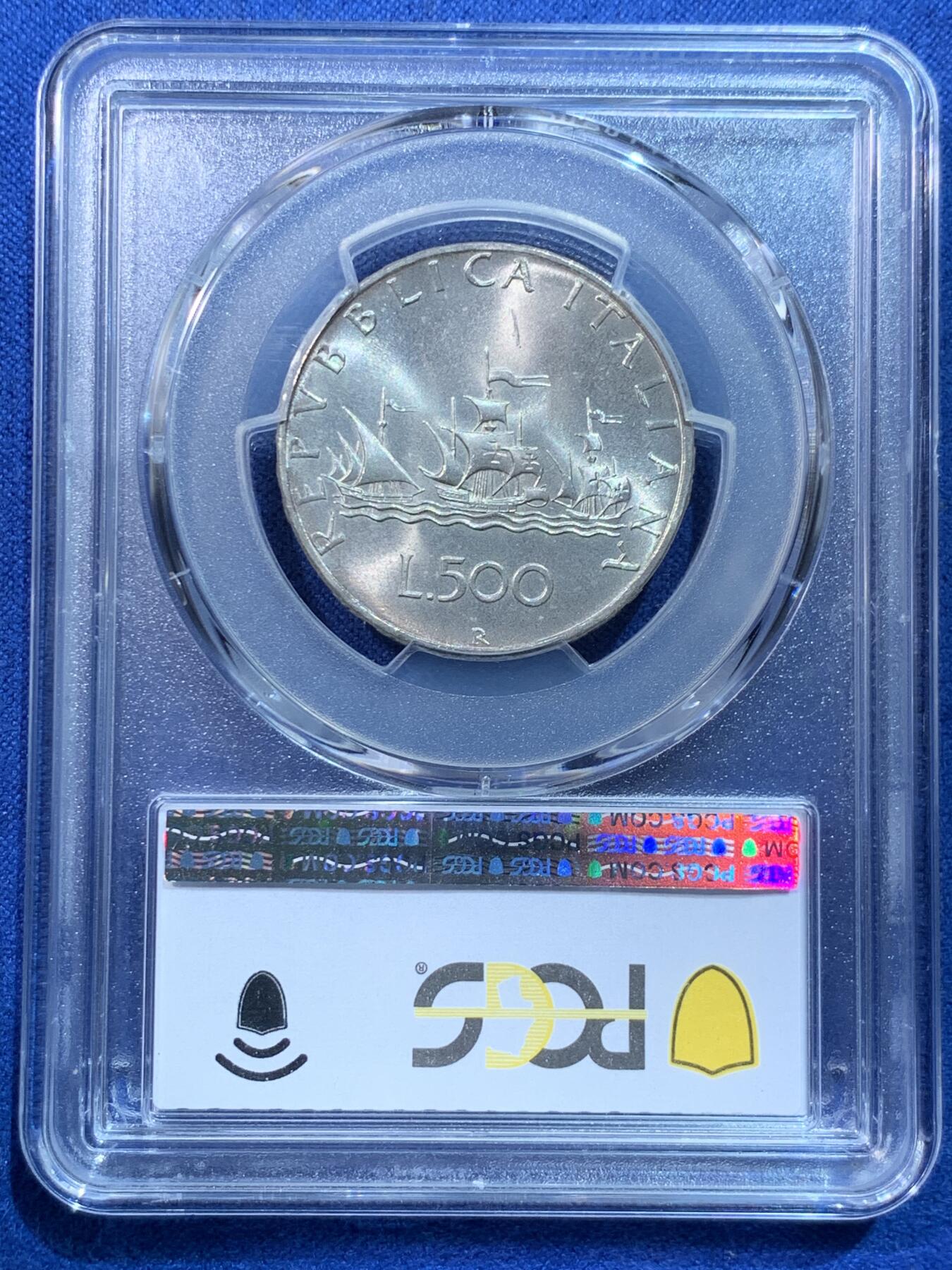 《竞宝斋》第424场 周日，周一，周二  3场连拍 （全场包邮） PCGS MS67 意大利1970-R美女帆船500里拉银币