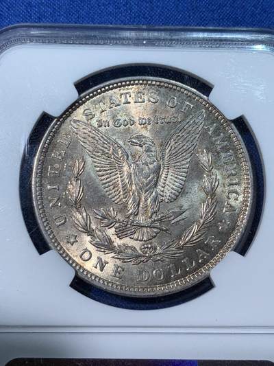 《竞宝斋》第424场 周日，周一，周二  3场连拍 （全场包邮） NGC MS63 美国1921年摩根银币，原汁原味。