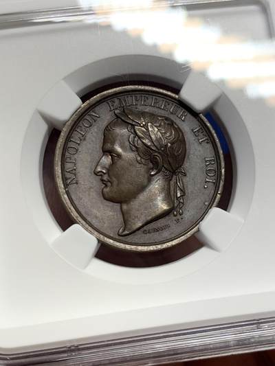 《竞宝斋》第424场 周日，周一，周二  3场连拍 （全场包邮） NGC MS62BN 1840年拿破仑棺椁移交荣军院纪念铜章 加厚盒