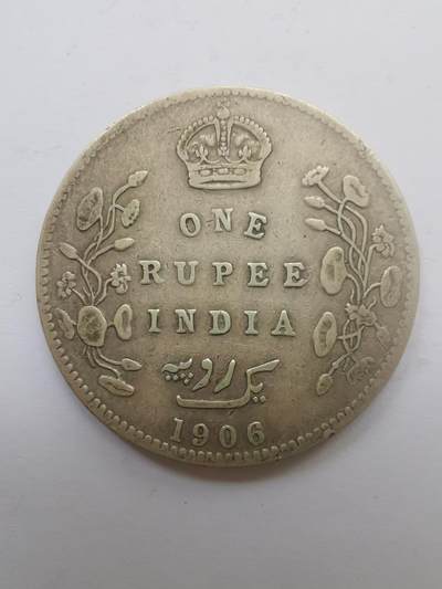 巨藏钱币第二期10月3号8点开拍古今中外硬币专场 - 英属印度1906年1卢比银币11.3克-爱德华七世
