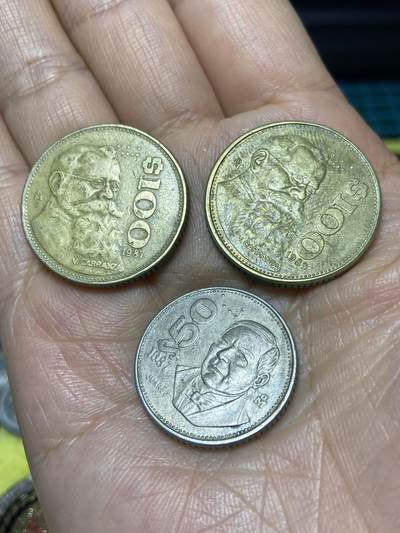 2025年第九十八场(总第一百二十四场）外国好品散币(免佣金) - 墨西哥🇲🇽3枚：1987年、1989年100比索，1987年50比索