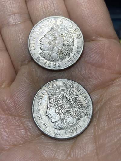 2025年第九十八场(总第一百二十四场）外国好品散币(免佣金) - 墨西哥🇲🇽2枚：1964年1971年50分
