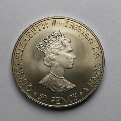 巨藏钱币第二期10月3号8点开拍古今中外硬币专场 特里斯坦达库尼亚2000年50便士克朗型大镍币