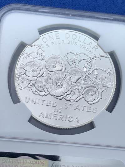 《竞宝斋》第424场 周日，周一，周二  3场连拍 （全场包邮） NGC PF70UC 美国2018年一战百年1美元银币 少见美国标签 满分评级