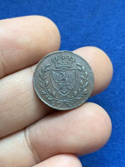 《竞宝斋》第424场 周日，周一，周二  3场连拍 （全场包邮） 三枚一组 意大利撒丁王国1826年铜质辅币：1/3/5分，1分状态差不多AU