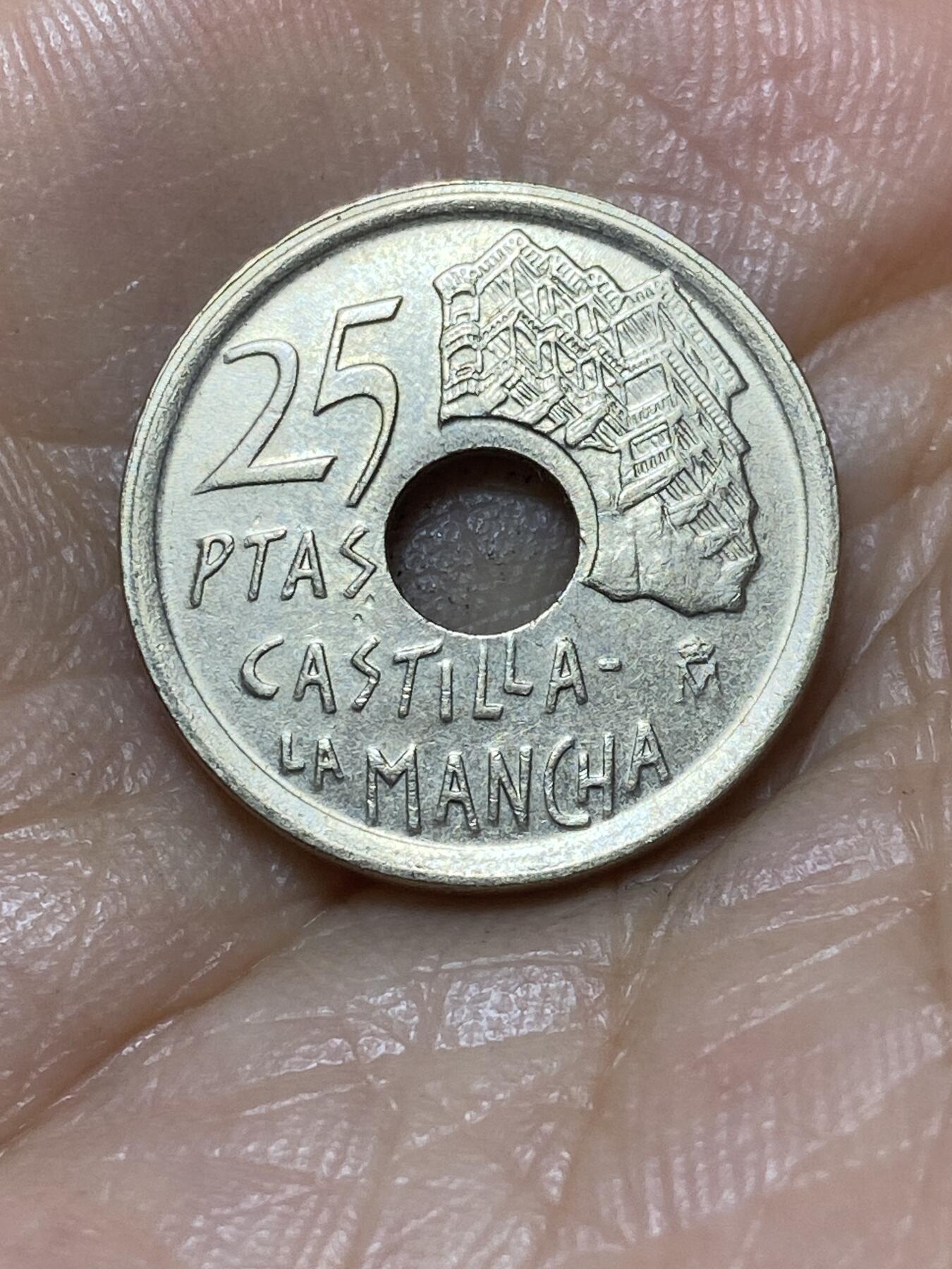 2025年第九十八场(总第一百二十四场）外国好品散币(免佣金) 西班牙🇪🇸1996年25比塞塔(卡斯蒂利亚–拉曼恰自治区纪念币)