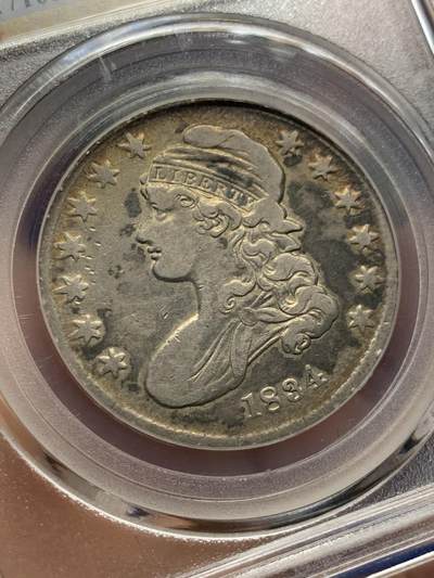 《竞宝斋》第424场 周日，周一，周二  3场连拍 （全场包邮） 公博 XF45 美国1834年50分半圆银币