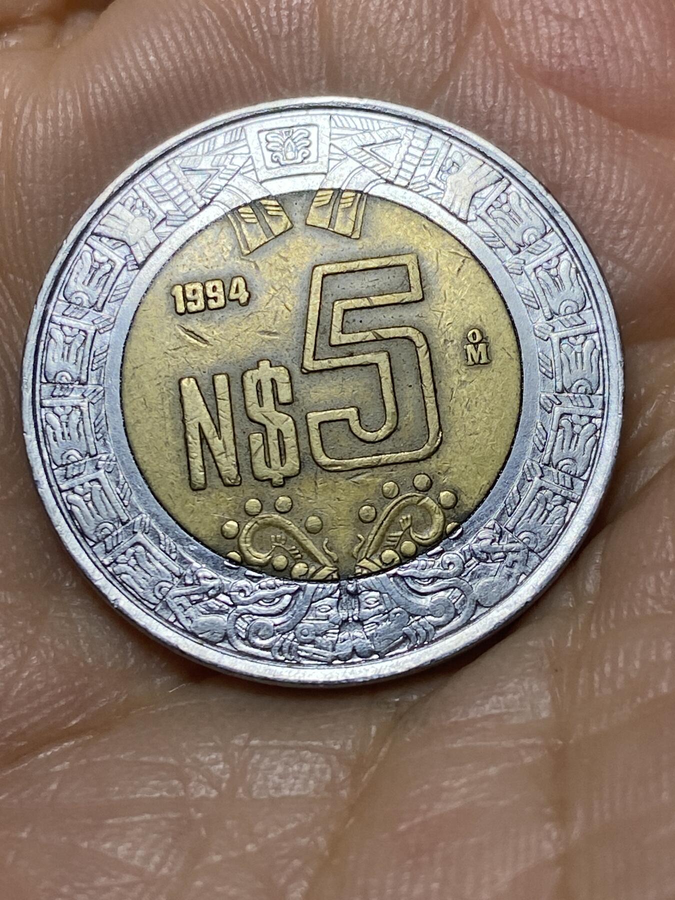 2025年第九十八场(总第一百二十四场）外国好品散币(免佣金) 墨西哥🇲🇽1994年5比索(第一版货币符号前有N)