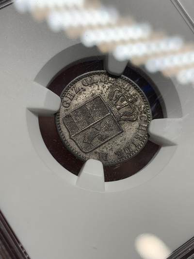 《竞宝斋》第424场 周日，周一，周二  3场连拍 （全场包邮） NGC AU50 德国1858年奥尔登堡1GR银币 季军分 更高分数仅两枚 稀见品