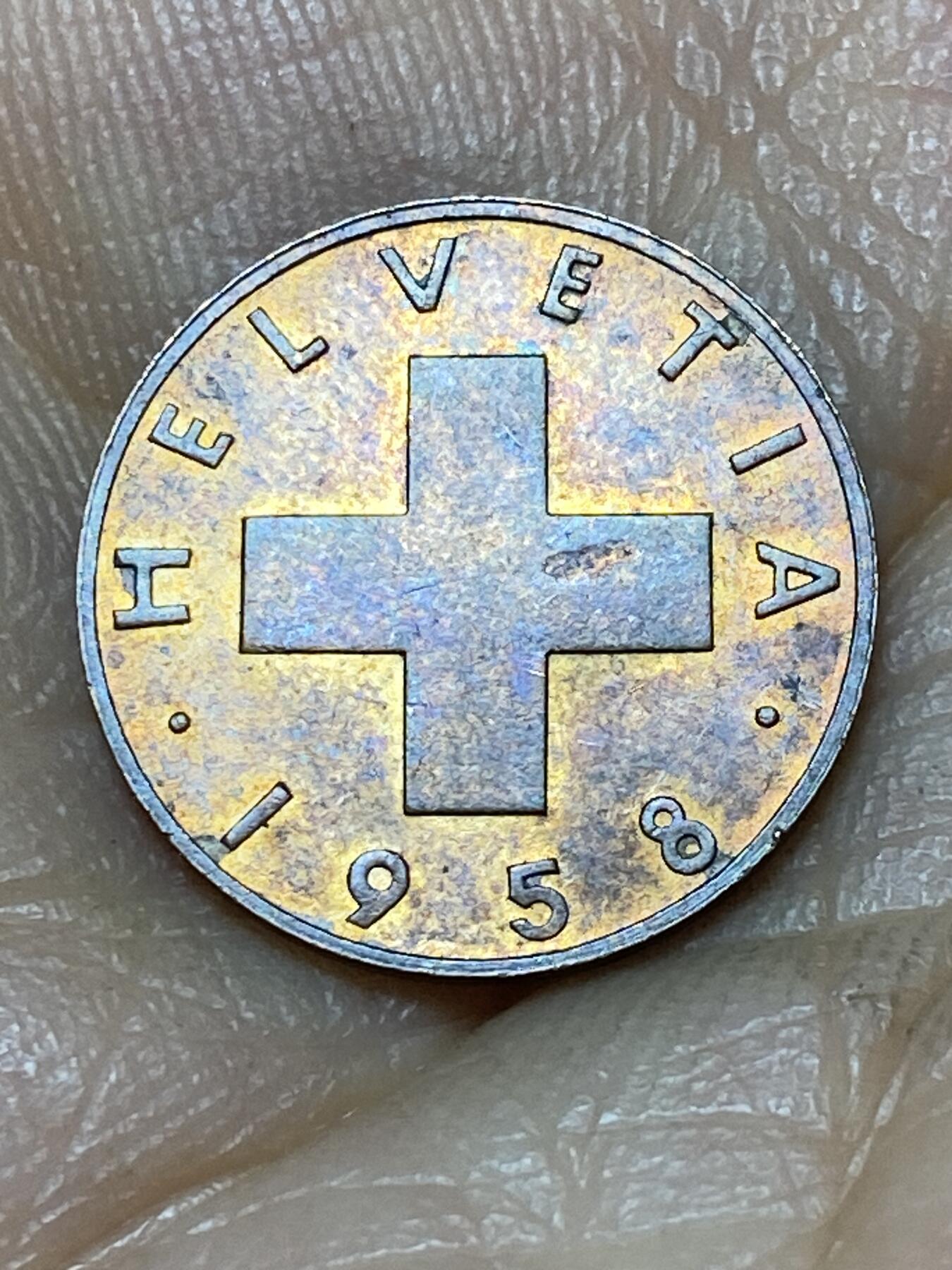 2025年第九十八场(总第一百二十四场）外国好品散币(免佣金) 瑞士🇨🇭1958年1分(B标，伯尔尼造)