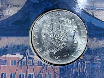 《竞宝斋》第424场 周日，周一，周二  3场连拍 （全场包邮） 意大利1991年米尔维奥桥500里拉银币 原册 835银 15克