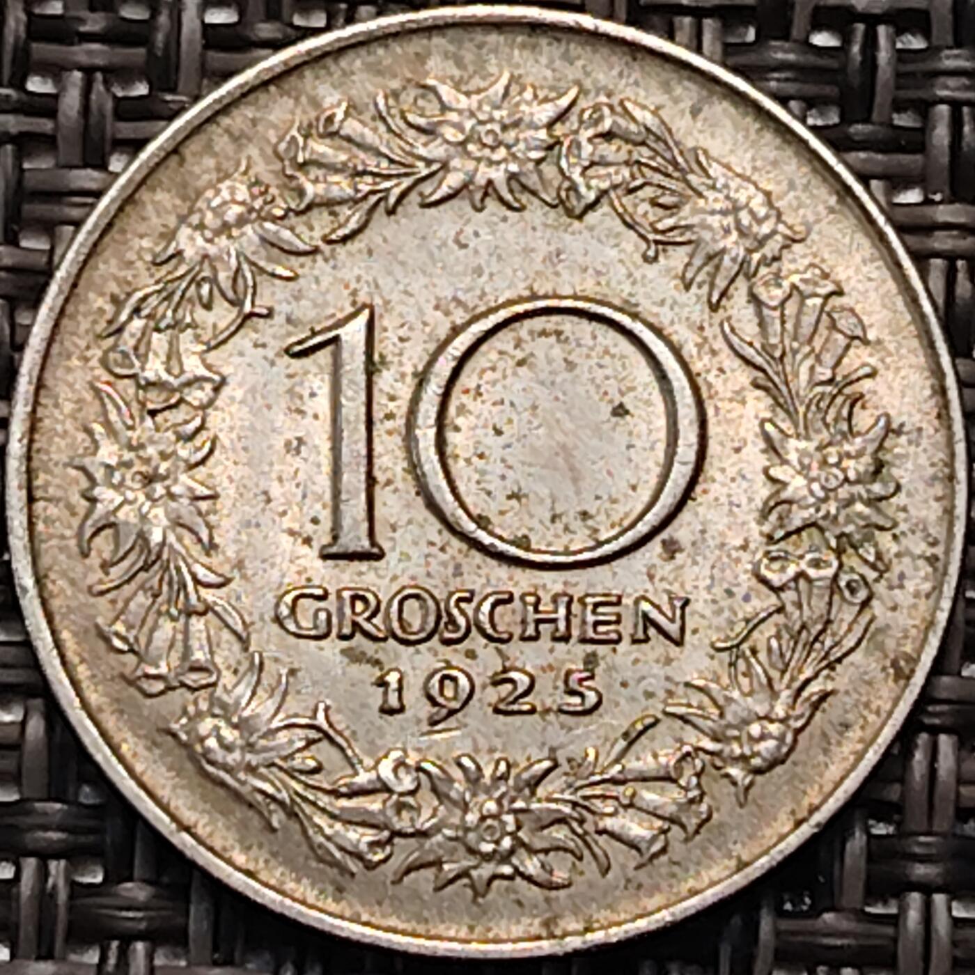 布加迪🐬～世界钱币(上海)🌾第 245 期 /  各国套币和散币 奥地利🇦🇹 1925年 10格罗申 22mm