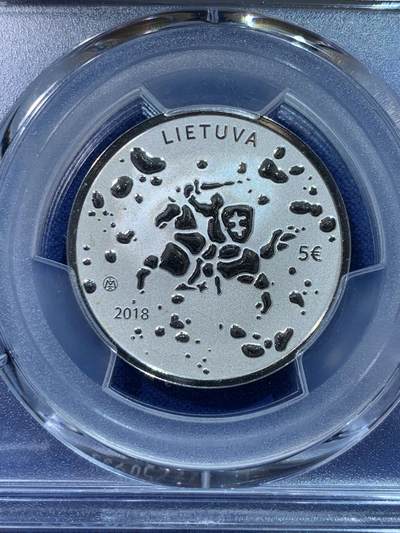 《竞宝斋》第424场 周日，周一，周二  3场连拍 （全场包邮） PCGS PR69DCAM 立陶宛2018年5欧元银币 925银 12.44g