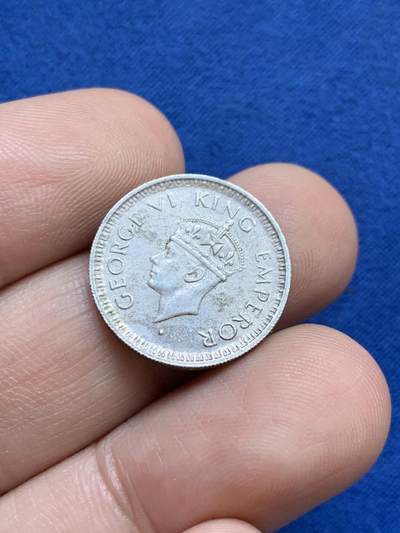 《竞宝斋》第424场 周日，周一，周二  3场连拍 （全场包邮） 两枚一组 印度1944年银币 1/4卢比+1/2卢比