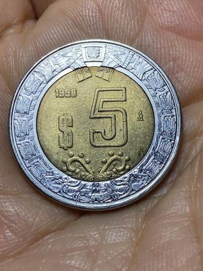 2025年第九十八场(总第一百二十四场）外国好品散币(免佣金) - 墨西哥🇲🇽1998年5比索