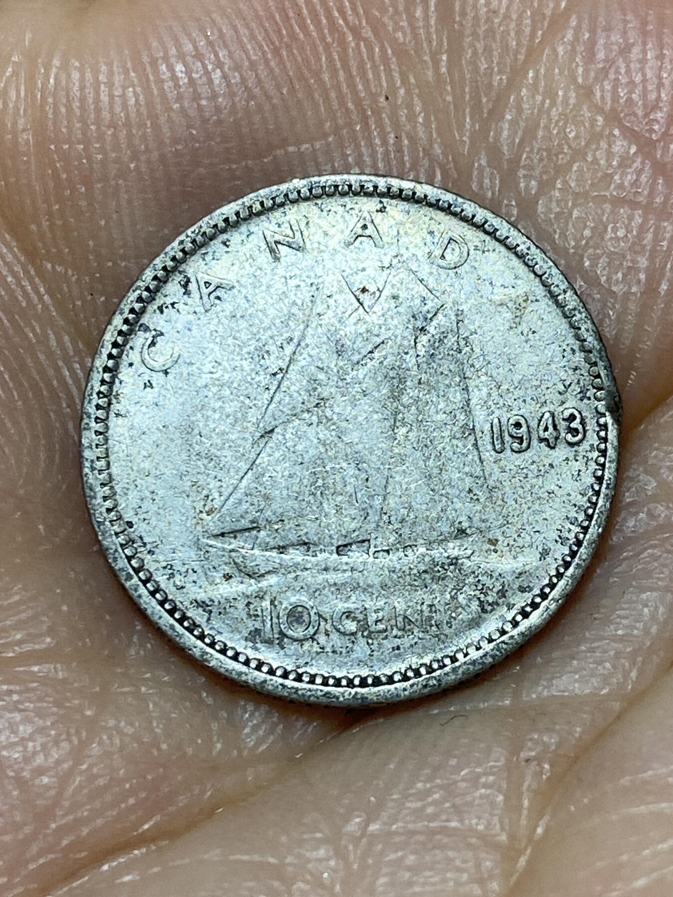 2025年第九十八场(总第一百二十四场）外国好品散币(免佣金) 加拿大🇨🇦1943年10分银币(乔治六世第一版，800高银)