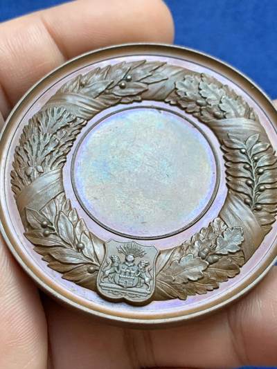 《竞宝斋》第424场 周日，周一，周二  3场连拍 （全场包邮） 19世纪德国汉堡女神大铜章 高浮雕 69.6克 53mm