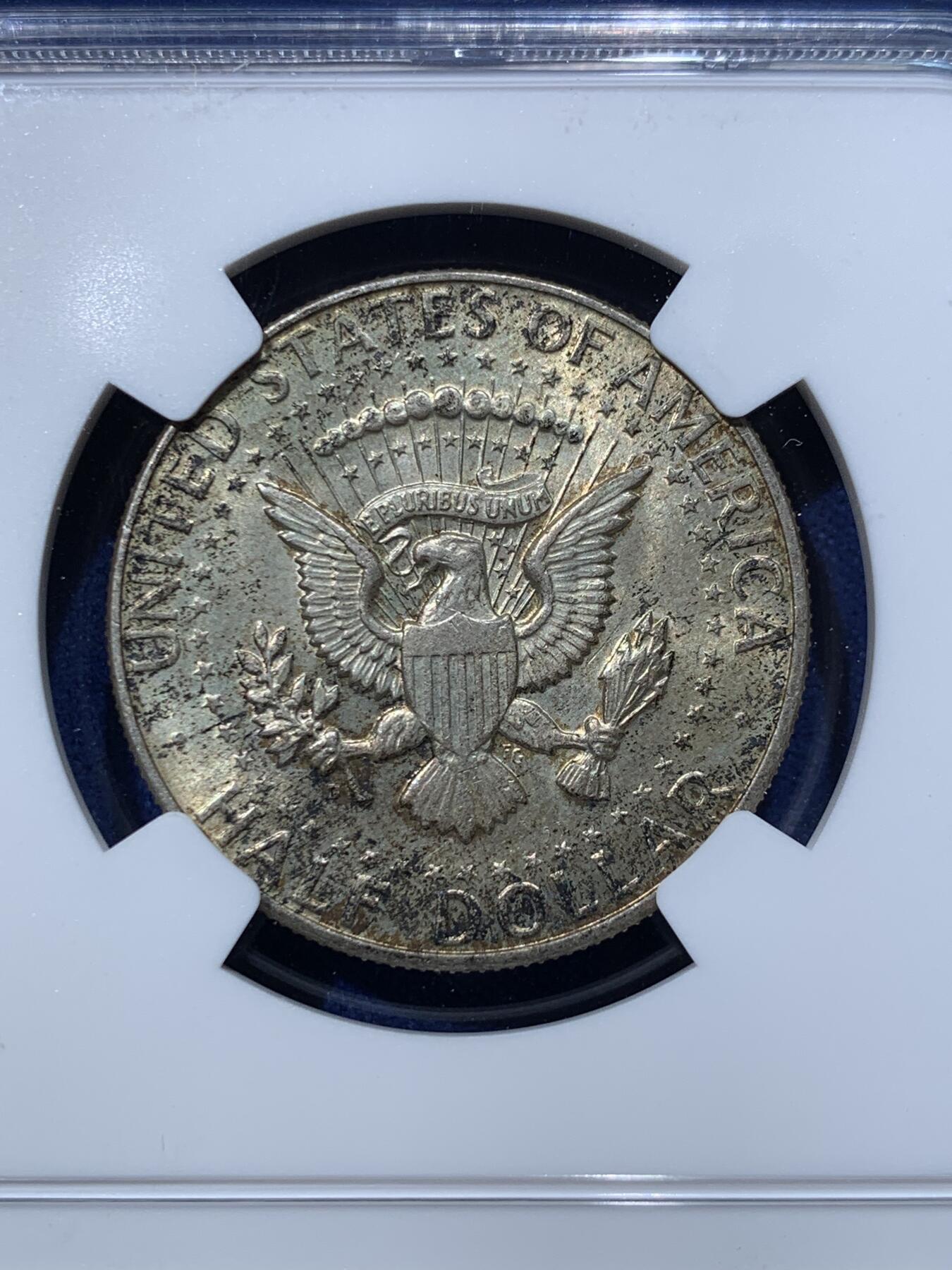 《竞宝斋》第424场 周日，周一，周二  3场连拍 （全场包邮） NGC MS64 美国1964肯尼迪半美元银币 高银 经典品种 包浆不错
