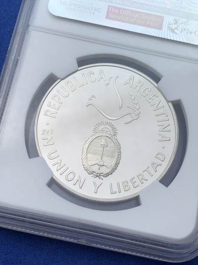 《竞宝斋》第424场 周日，周一，周二  3场连拍 （全场包邮） NGC PF68UC 阿根廷1995年联合国50周年精制银币，联合国系列中少见的品种，克书记录发行量500枚。