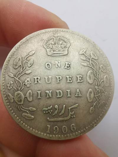 巨藏钱币第二期10月3号8点开拍古今中外硬币专场 英属印度1906年1卢比银币11.3克-爱德华七世