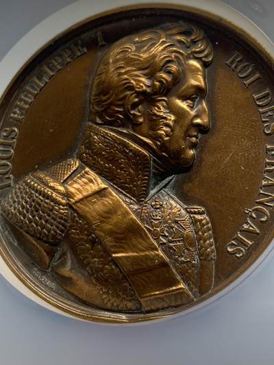 《竞宝斋》第424场 周日，周一，周二  3场连拍 （全场包邮） NGC UNCD 1844年法兰西军队阿尔及利亚远征战役纪念铜章 加大加厚盒