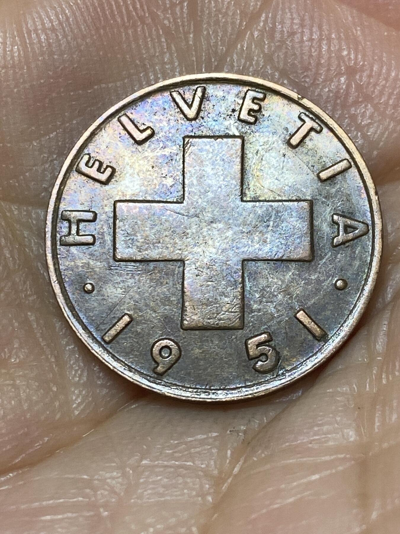 2025年第九十八场(总第一百二十四场）外国好品散币(免佣金) 瑞士🇨🇭1951年2分(B标，伯尔尼造)